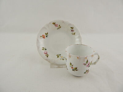 RARA VECCHIA PARIGI TAZZA+PIATTINO PORCELLANA DIPINTA MANO FINE 1700 VIEUX PARIS