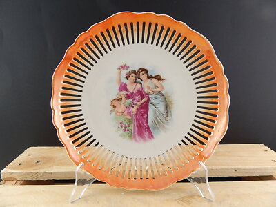 ANTICO LIBERTY 1920 SERVIZIO DESSERT 5 PIATTI TRAFORATI PORCELLANA BOEMIA UNION