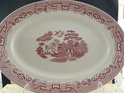ANTICO GRANDE VASSOIO 1930 CERAMICA INGLESE DECORO WILLOW GIBSON&SONS BURSLEM