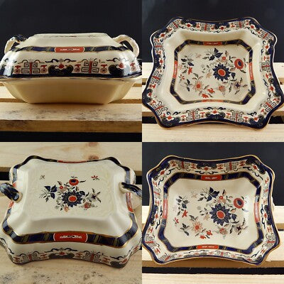 ANTICA PREZIOSA RARA LEGUMIERA PORCELLANA MASON’S WINDSOR PATTERN DIPINTA A MANO