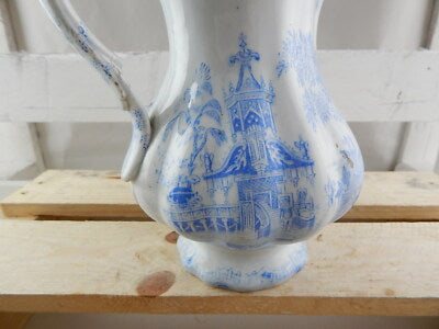 ANTICA CARAFFA BROCCA TRANSFERWARE CERAMICA INGLESE VITTORIANA DECORO COLANDINE