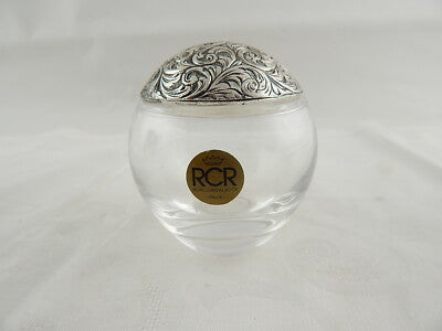 BOCCIA CRISTALLO RCR CON COPERCHIO ARGENTO PLACCATO CESELLATO A MANO SHERATON