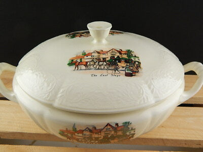 ANTICA RARA ZUPPIERA CERAMICA SEMI PORCELLANA INGLESE OLD BRIDGE EARTHENWARE