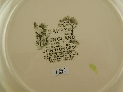 SET 6 PIATTI DESSERT SEMI PORCELLANA JOHNSON BROS HAPPY ENGLAND STAMPA MANO