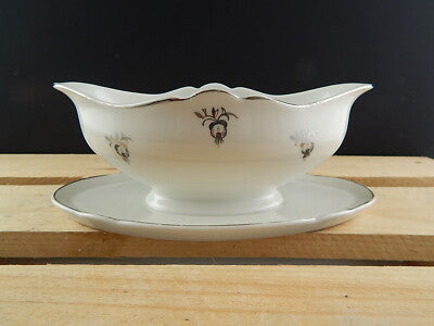 ANTICA ART DECO SALSIERA PORCELLANA DECORO ARGENTO VERBANO LAVENO 1935 ANDLOVITZ