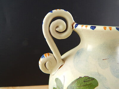 ANTICO 1920 RARO VASO BIANSATO POLICROMO CERAMICA MAIOLICA ALBISOLA FENICE #