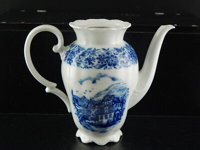 ANTICA CAFFETTIERA BRICCO PORCELLANA BAVARIA SELTMANN WEIDEN THERESIA BIANCO BLU