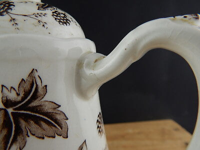 ANTICA CAFFETTIERA CERAMICA OLD CHELSEA GRINDLEY STAMPA A MANO IL GELSO LE MORE