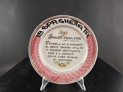 VINTAGE PIATTO ARTISTI DELLA CERAMICA SPAGHETTATA DIPINTO A MANO CAVA TIRRENI