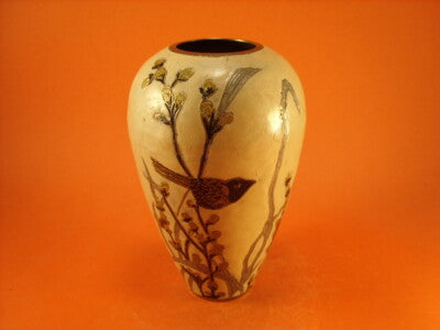 VASO ORIENTALE OTTONE SMALTATO DECORATO A MANO