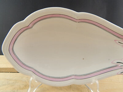 ANTICA RAVIERA PIATTO CONCHIGLIA PORCELLANA GINORI FINE 800 PROFILO ROSA E NERO