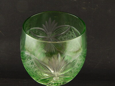 PREZIOSO ANTICO BICCHIERE CALICE CRISTALLO BOEMIA MOLATO VERDE