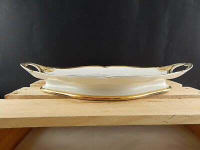 ANTICO IMPORTANTE VASSOIO CON MANICI IMPERO PORCELLANA BIANCA DECORO ORO1800