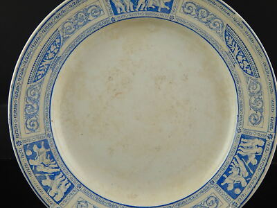 ANTICO AUTENTICO PIATTO CERAMICA POTTERY WEDGWOOD POMPEI META' 800 BIANCO BLU