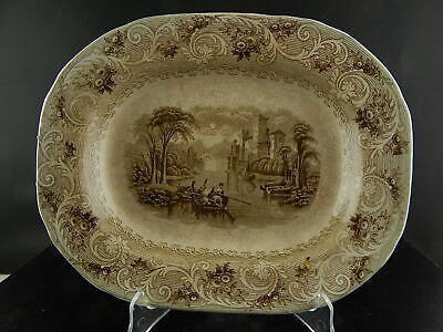 ANTICO VITTORIANO PIATTO ARROSTO VASSOIO CENTROTAVOLA CERAMICA DISEGNO "RHINE"