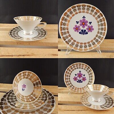 VINTAGE TRIO PORCELLANA TAZZA 2 PIATTINI WINTERLING BAVARIA ROSIAU COLLEZIONE