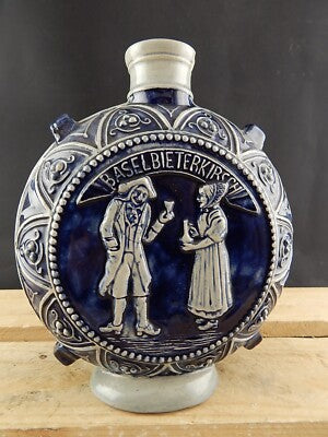 VINTAGE FIASCA VIANDANTE CERAMICA COLLEZIONE PUBBLICITARIO BASEL BIETER KIRSCH