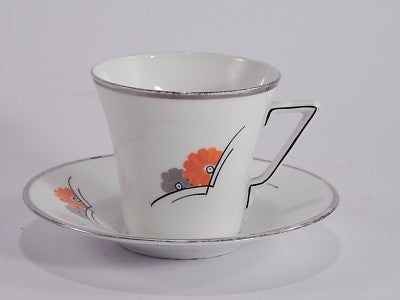 VINTAGE MID-CENTURY 6 SET TAZZA E PIATTINO PORCELLANA INGLESE C.W.S. WINDSOR