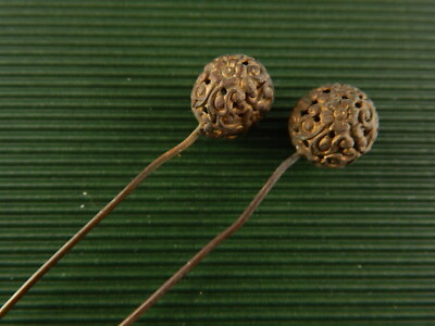 ACCESSORI ABBIGLIAMENTO ART DECO ANTICA COPPIA SPILLONI PER CAPPELLO #4920