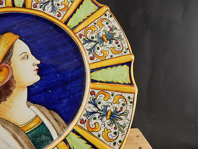 VINTAGE PIATTO PARATA MAIOLICA VINCENZINA CERAMICA A LUSTRO GUALDO TADINO CM.37