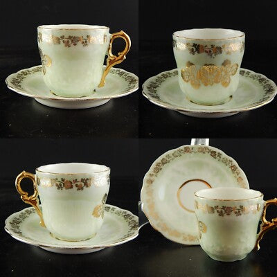 ANTICA TAZZINA CAFFE' TIELSCH ALTWASSER DECORO PERLACEO ORO ZECCHINO FINE 1800