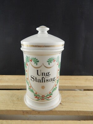 ANTICO VASO ALBARELLO FARMACIA PORCELLANA IMPERO PRIMO 1800 UNGUENTO STAFISAG