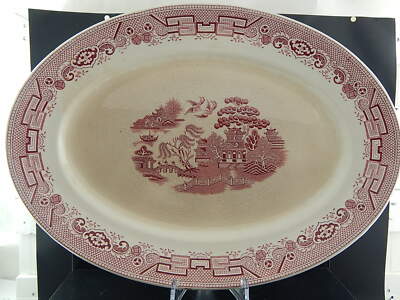 ANTICO GRANDE VASSOIO 1930 CERAMICA INGLESE DECORO WILLOW GIBSON&SONS BURSLEM#