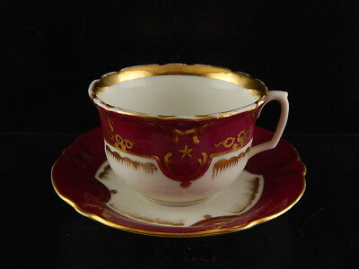 ANTICA RARA TAZZA PIATTINO PORCELLANA PARIGI PRIMO 800 BIANCO PORPORA ORO #7213