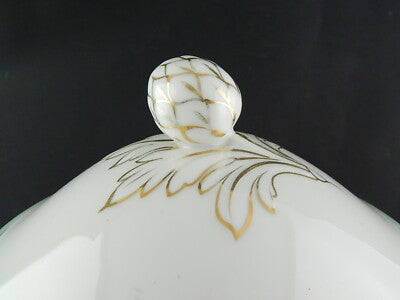 ANTICA ELEGANTE ZUPPIERA PORCELLANA VIEUX PARIS BIANCA DECORI VERDE ORO FINE 800