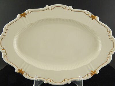 RETRO ROCAILLE VEB REICHENBACH PIATTO PORTATA VASSOIO PORCELLANA BIANCO E ORO