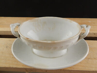 ANTICA RARA SALSIERA CERAMICA LOMBARDA BIANCA ELEFANTINO DECORO COUNTRY CHIC