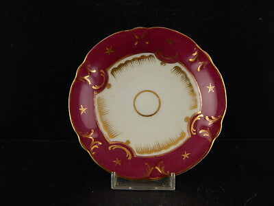 ANTICA RARA TAZZA PIATTINO PORCELLANA PARIGI PRIMO 800 BIANCO PORPORA ORO #7214