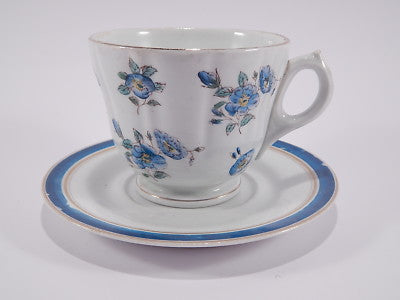 ANTICO SET COLAZIONE PIATTO TAZZA CERAMICA INGLESE ANTIQUE FAIENCE BREAKFAST SET