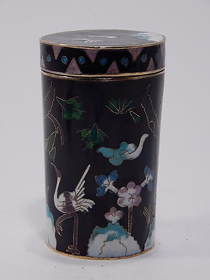 ANTICA SCATOLA CON COPERCHIO ORIENTALE SMALTO POLICROMO CON IBIS COLLEZIONE