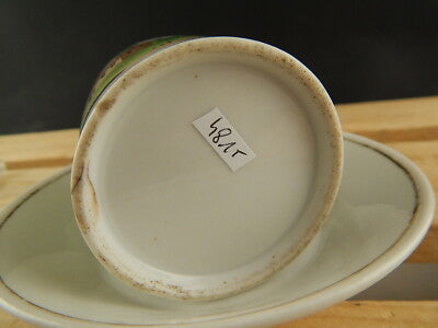 ANTICA TAZZA E PIATTO PORCELLANA IMPERO VECCHIO PARIGI DIPINTA POLICROMA #4815