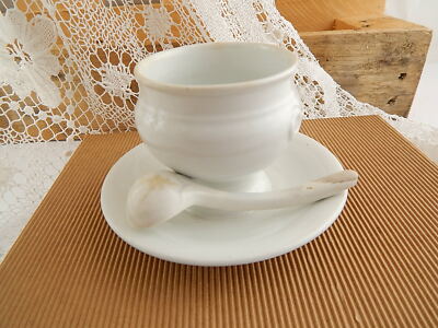 ANTICA SALSIERA MOSTARDIERA CERAMICA RICHARD MILANO FINE 1800 CON MESTOLINO