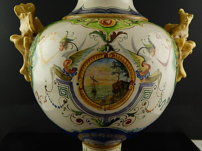 ANTICO PREZIOSO VASO CERAMICA MAIOLICA SESTO FIORENTINO RAFFAELLESCHE GROTTESCHE