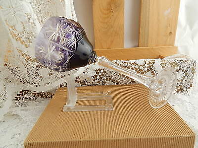 PREZIOSO ANTICO BICCHIERE CALICE ROMER CRISTALLO INCISO PUNTA DIAMANTE VIOLA