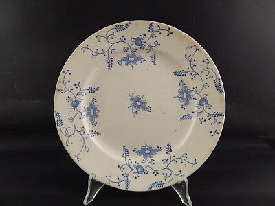 ANTICO PIATTO CERAMICA FINE 800 MANIFACTURE IMPERIALE ROYALE NIMY BLUE FLUTED #