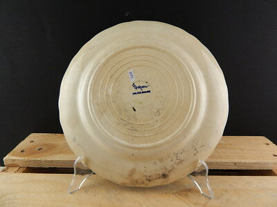 ANTICO 1930 RARO PIATTO CERAMICA RICHARD MILANO DECORO JAPON BIANCO BLU #3116