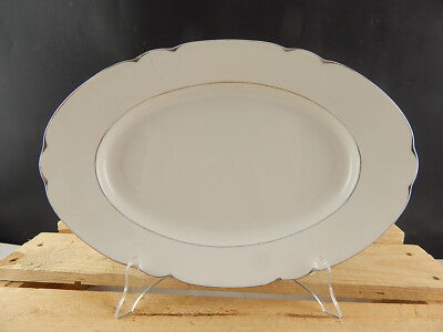 ANTICO ART DECO VERBANO LAVENO PIATTO OVALE VASSOIO PORCELLANA DECORO ARGENTO #