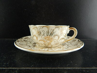 ANTICA RARA TAZZA SARREGUEMINES DIGOIN 1920 CERAMICA BIANCA ORO ZECCHINO #6559