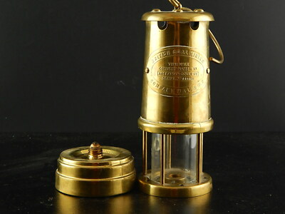 VINTAGE LAMPADA OTTONE PARAFFINA MINATORE ABERAMA COLLIERY BRITISH COAL MINING