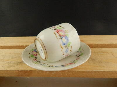 ANTICA TAZZA E PIATTO PORCELLANA IMPERO VECCHIO PARIGI DIPINTA POLICROMA #4798