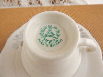 ANTICO RARO SET CAFFE' PORCELLANA ARGENTO MITTERTEICH BAVARIA US ZONE ANNI '40