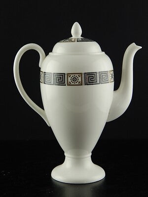 VINTAGE CAFFETTIERA PORCELLANA WEDGWOOD ETRURIA ASIA BLACK PORCELAIN COFFEE POT