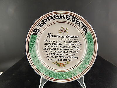 VINTAGE PIATTO ARTISTI DELLA CERAMICA SPAGHETTATA DIPINTO MANO CAVA TIRRENI