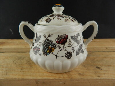 ANTICA ZUCCHERIERA CERAMICA OLD CHELSEA GRINDLEY STAMPA A MANO IL GELSO LE MORE