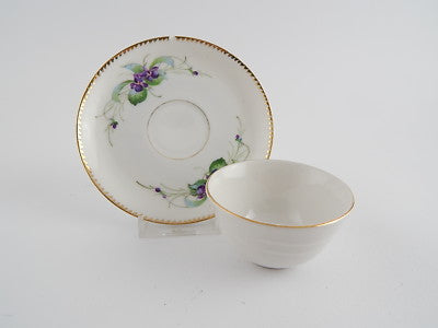 ANTICO MIX&MATCH PORCELLANA TAZZA LAVENO PIATTO DIPINTO MANO VIOLE BING&GRONDAHL