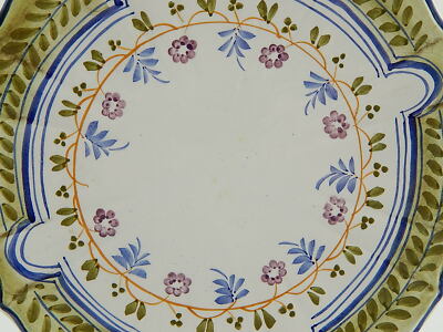 ANTICO PIATTO CON MANICI CENTROTAVOLA CERAMICA ITALIANA DIPINTO A MANO FAENZA